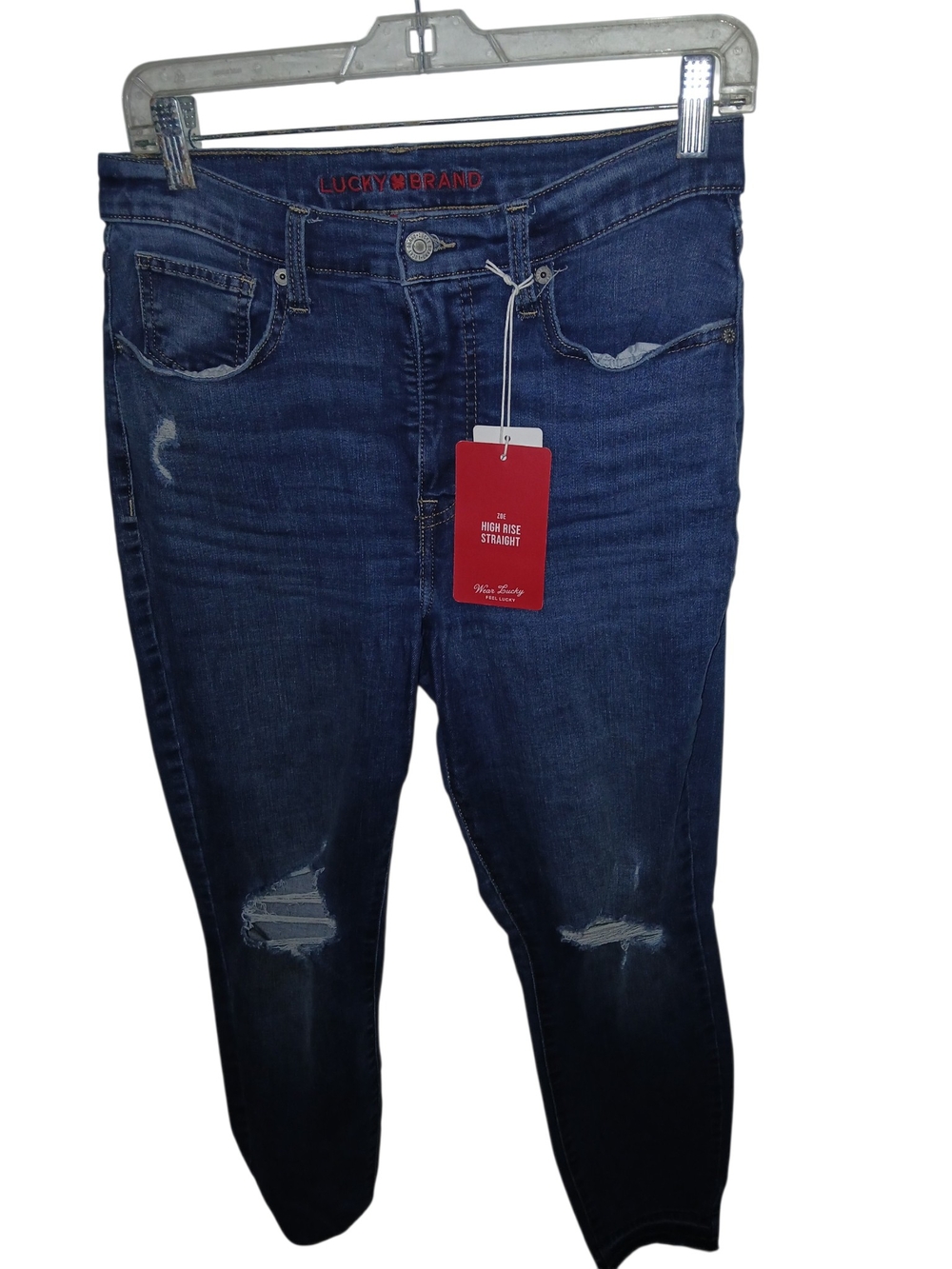 Lucky Brand Dark Indigo High-Rise Distressed Jeans Bridgette Jeans